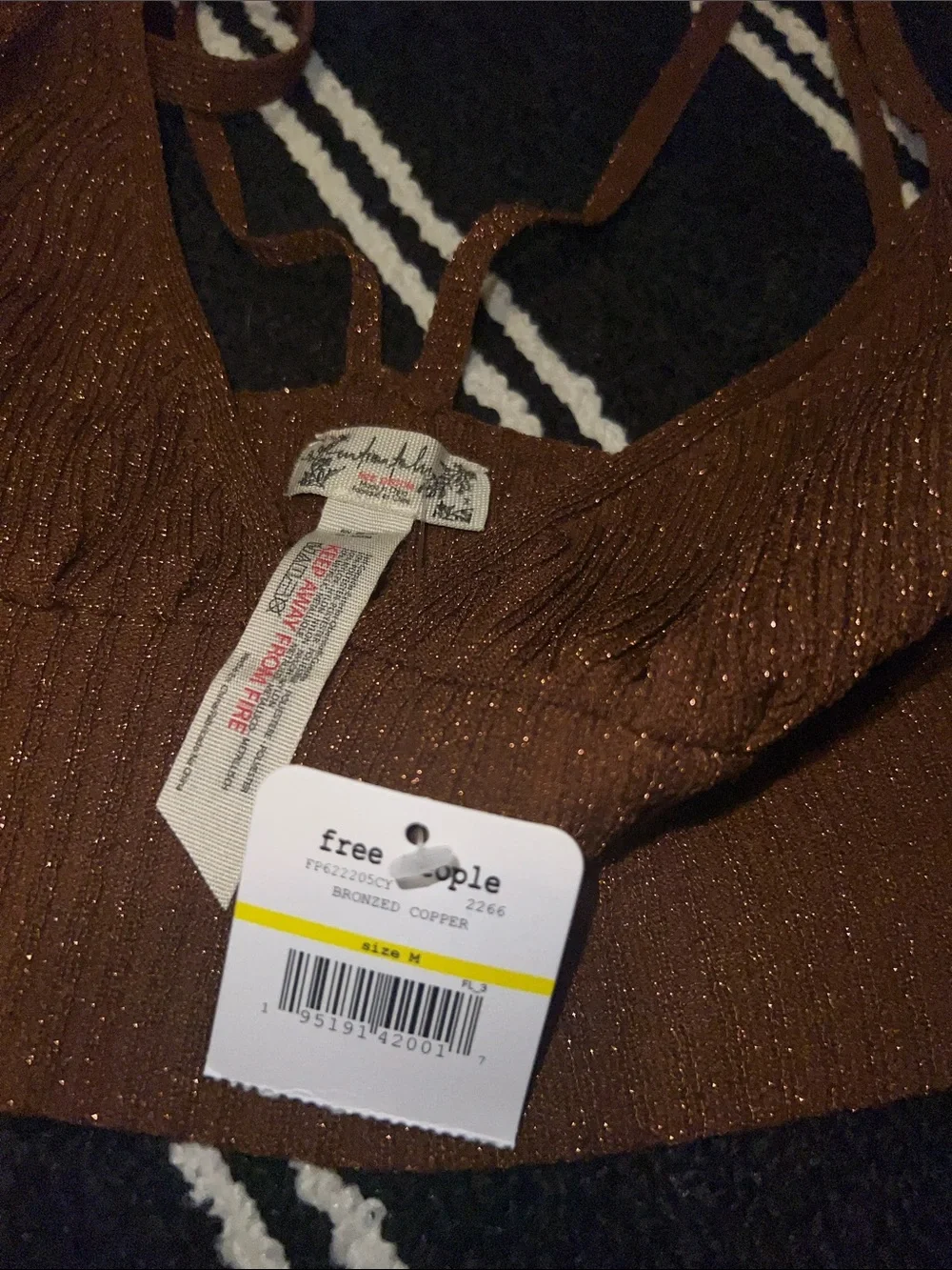 Free People Brown Ellery Sweater Longline Bralette Crop Top in Bronzed Copper